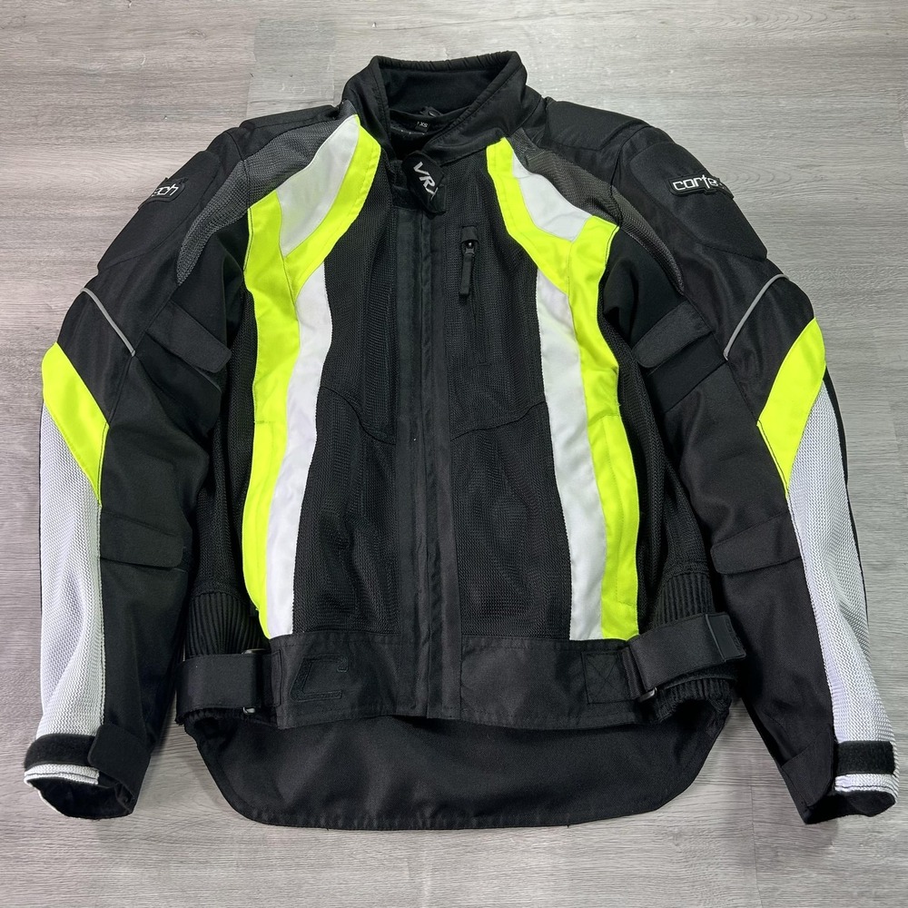 Cortech VRX Jacket Mens XS Black Hi Viz Mesh Motorcycle Full Zip‎ Riding Armor